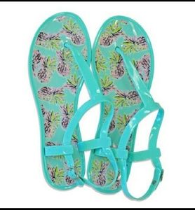 Pineapple turquoise green jelly sandals